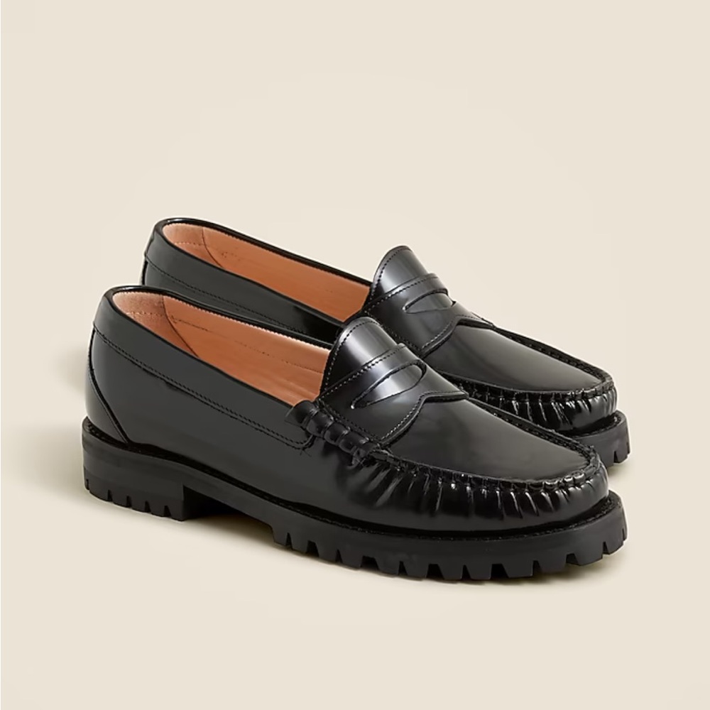 J crew women’s black lugsole loafer size 7